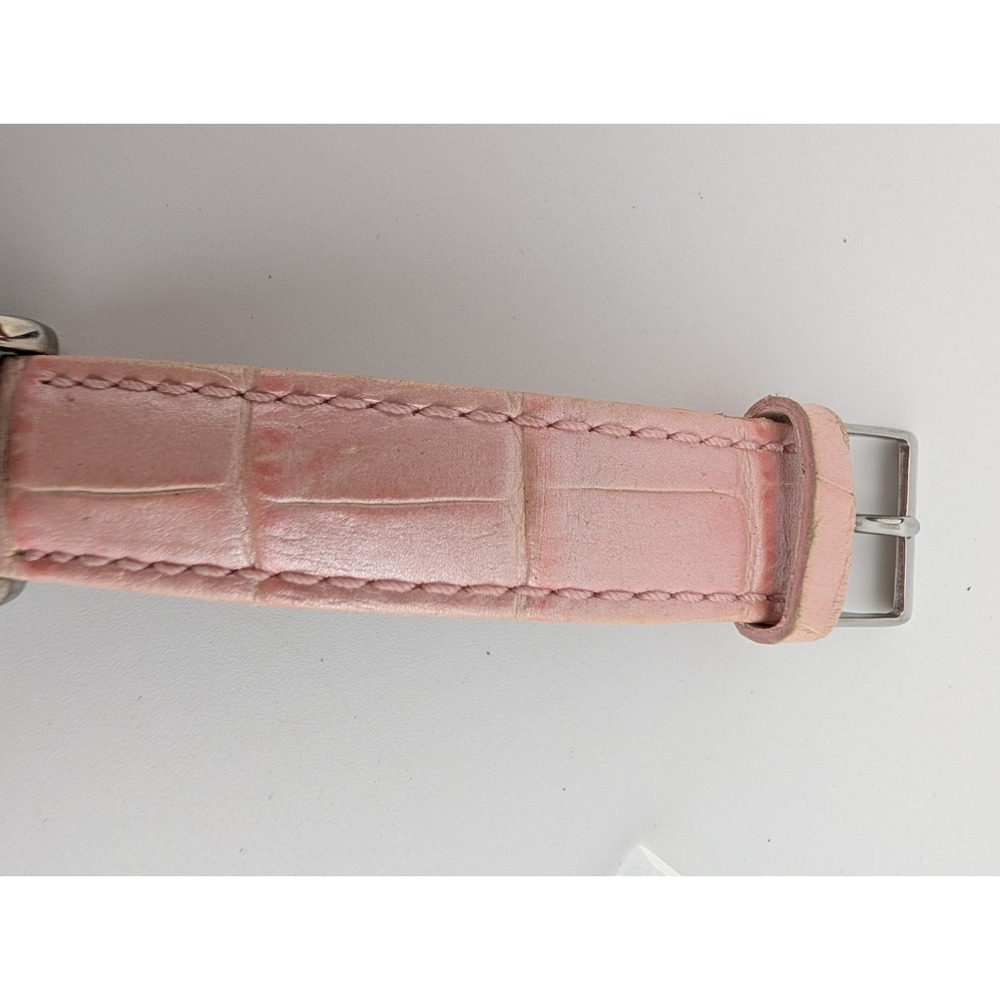 Guess Women's Watch Butterfly Dial Pave Bezel Pink Leather Band- New Battery - Picture 4 of 9